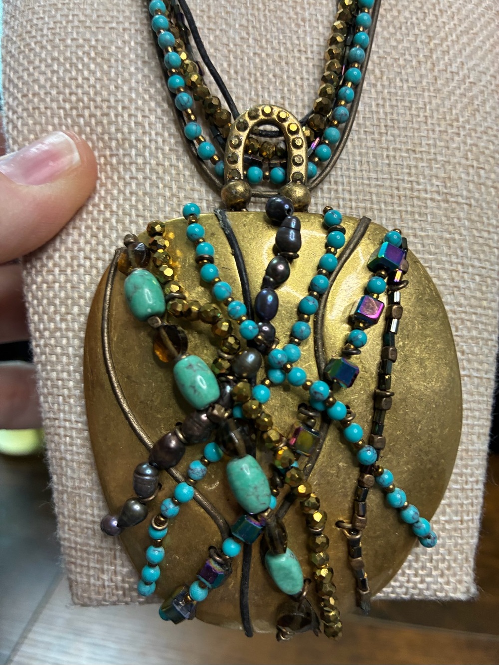 Chico’s Boho Turquoise Beaded Pendant Necklace - Women Jewelry - Picture 2 of 4